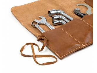 Toolzone Trousse à outils enroulable en cuir 14 poches 