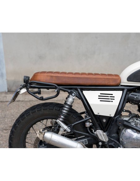 Sella piatta in cuoio pieno fiore per Royal Enfield Interceptor / Continental GT