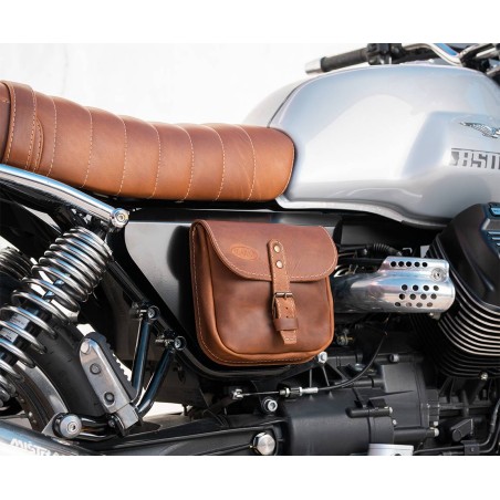 Bolsa lateral de cuero para Moto Guzzi V7 850