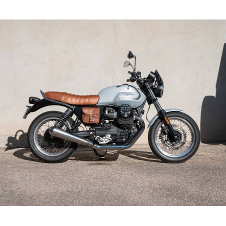 Tapa lateral con bolsa de cuero para Moto Guzzi V7 850