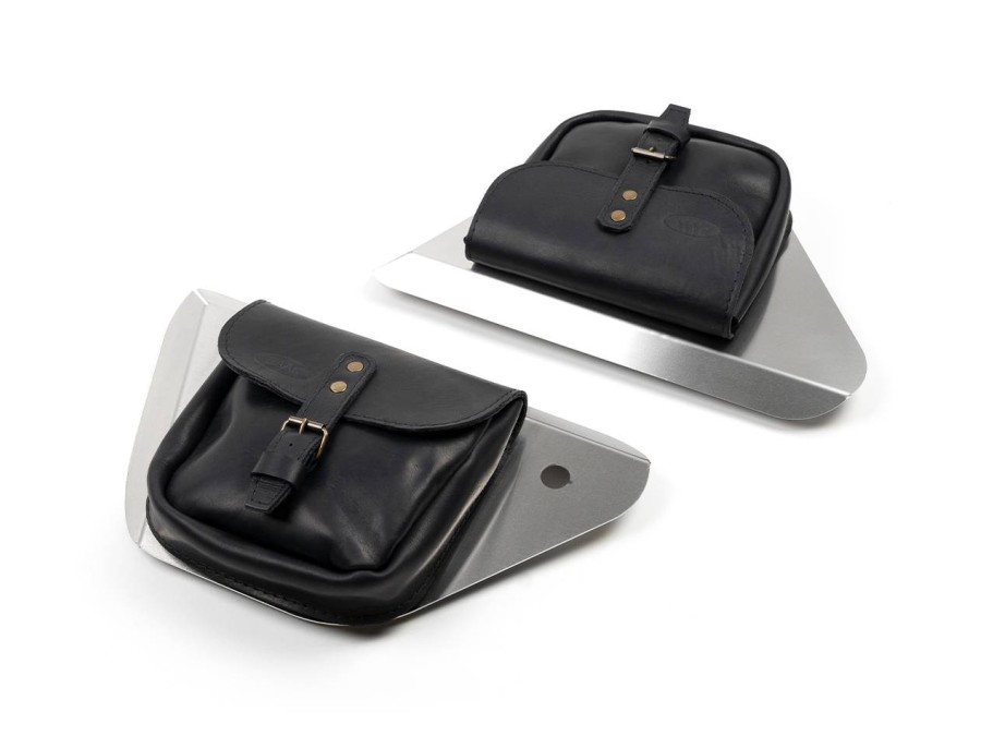 Seitendeckel mit Ledertasche aus vollnarbigem Leder für Moto Guzzi V7 850