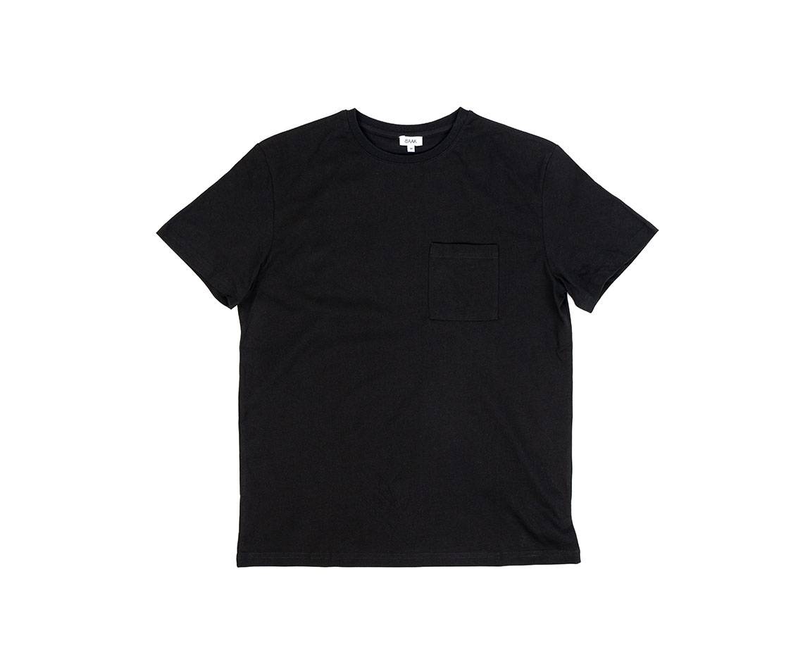 Black T-Shirt - Short sleeves - Heart pocket on front - Screen-printed white BAAK logo on back Black T-Shirt - Short sleeves - Heart pocket on front - Screen-printed white BAAK logo on back