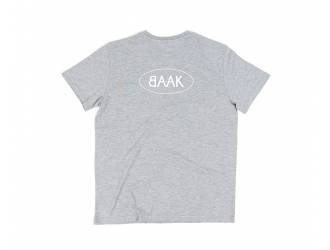 Grey T-Shirt - Short sleeves - Heart pocket on front - Screen-printed cream BAAK logo on back