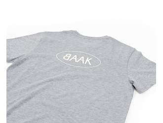 T-Shirt Gris - Manches courtes - Poche coeur à l'avant - Sérigraphie Logo BAAK crème dans le dos