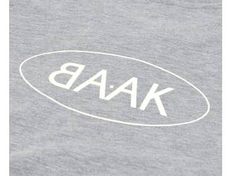 Grey T-Shirt - Short sleeves - Heart pocket on front - Screen-printed cream BAAK logo on back
