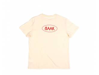 T-Shirt Crème - Manches courtes - Poche coeur à l'avant - Sérigraphie Logo BAAK rouge dans le dos
