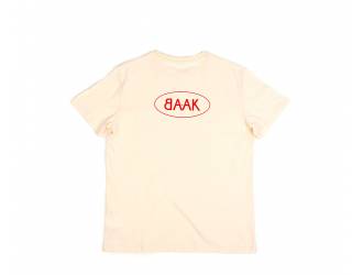 Cream T-Shirt - Short sleeves - Heart pocket on front - Screen-printed red BAAK logo on back