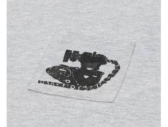 Grey T-Shirt - Short sleeves - Heart pocket on front - Silk-screened engine motif on pocket