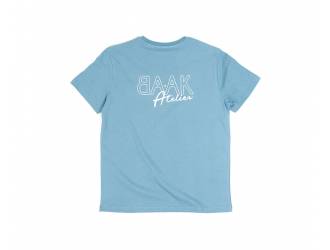 T-Shirt Bleu- Manches courtes - Poche coeur à l'avant - Sérigraphie "BAAK Atelier" blanc dans le dos
