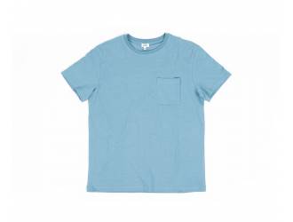 Blue T-Shirt - Short sleeves - Heart pocket on front - White "BAAK Atelier" silk-screen print on back