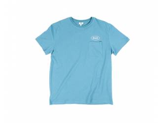 T-Shirt Bleu - Manches courtes - Poche coeur à l'avant - Sérigraphie logo BAAK crème au-dessus de la poche