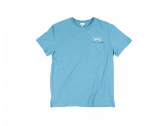 Blue T-Shirt - Short sleeves - Heart pocket on front - Screen-printed cream BAAK logo above pocket