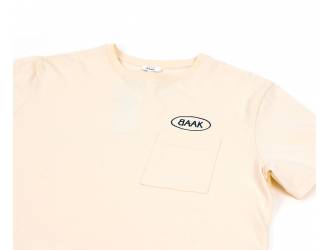 Cream T-Shirt - Short sleeves - Heart pocket on front - Petrol blue BAAK logo silk-screened above pocket