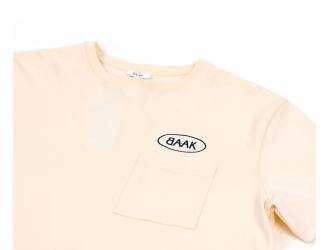 Cream T-Shirt - Short sleeves - Heart pocket on front - Petrol blue BAAK logo silk-screened above pocket