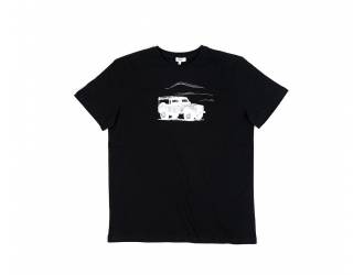 Black T-Shirt - Short sleeves - White Defender silk-screen print on front