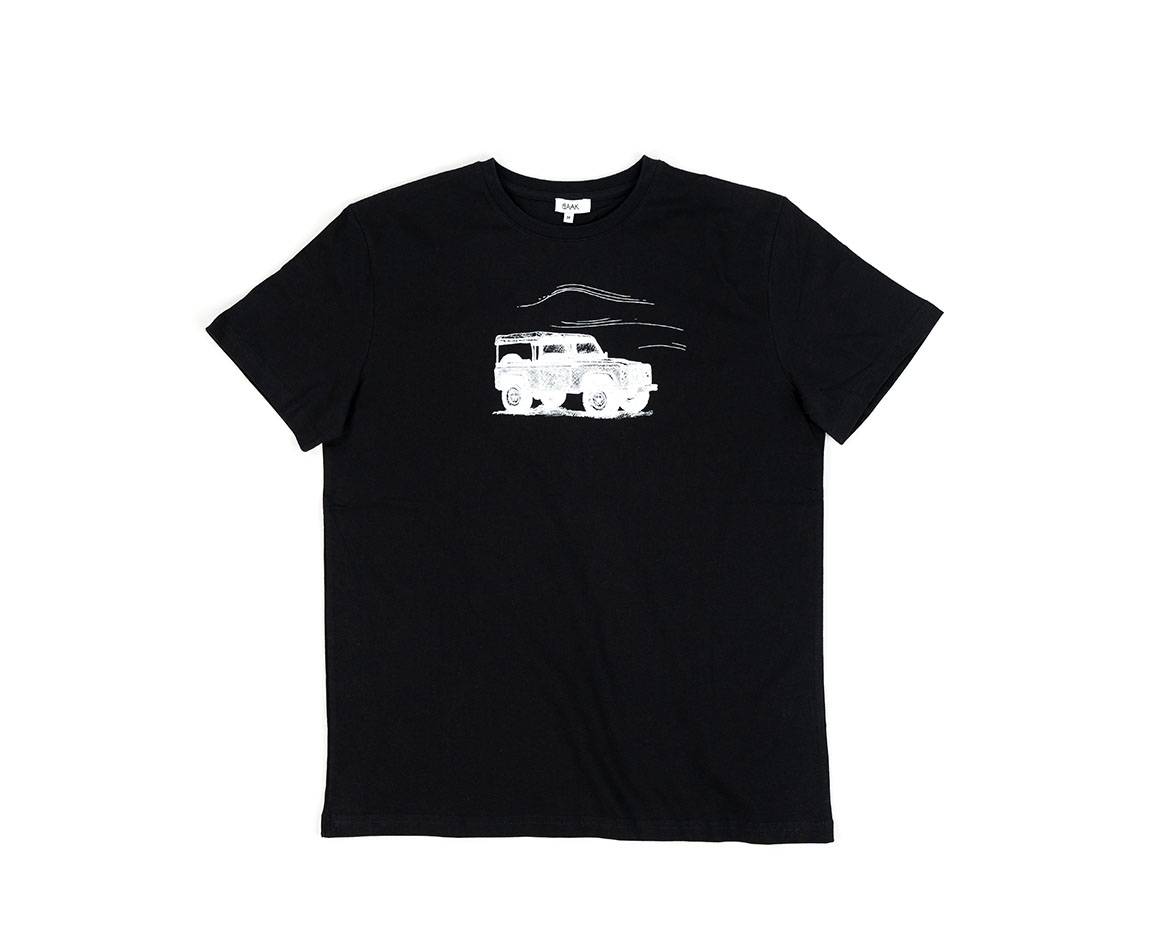 Black T-Shirt - Short sleeves - White Defender silk-screen print on front