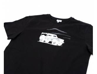 Black T-Shirt - Short sleeves - White Defender silk-screen print on front