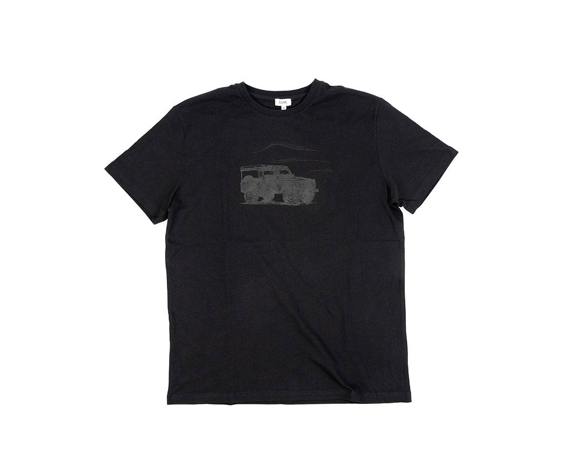 Black T-Shirt - Short sleeves - Black tone-on-tone Defender silk-screen print on front