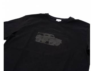 Black T-Shirt - Short sleeves - Black tone-on-tone Defender silk-screen print on front