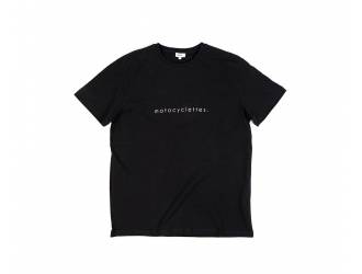 Black T-Shirt - Short sleeves - White "motorcycles" silk-screen print on front
