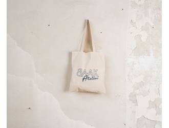 sac tote-bag - 100% coton - Naturel - Sérigraphie "BAAK Atelier" bleu pétrole