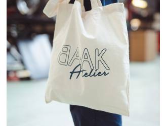 tote-bag - 100% cotton - Natural - Screen print "BAAK Atelier" petrol blue