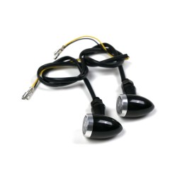 Bullet-type LED motorcycle turn indicators in black aluminum/brushed finish 2