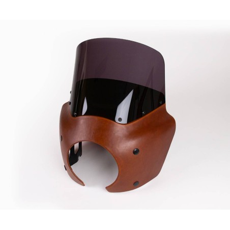 Removable windshield covered in brown leather