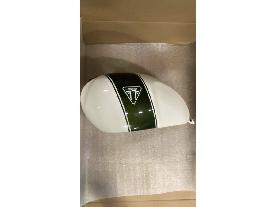 OUTLET Nr. 29 - Tank Triumph Scrambler 1200 XE / XC, Farbe Weiß und Grün