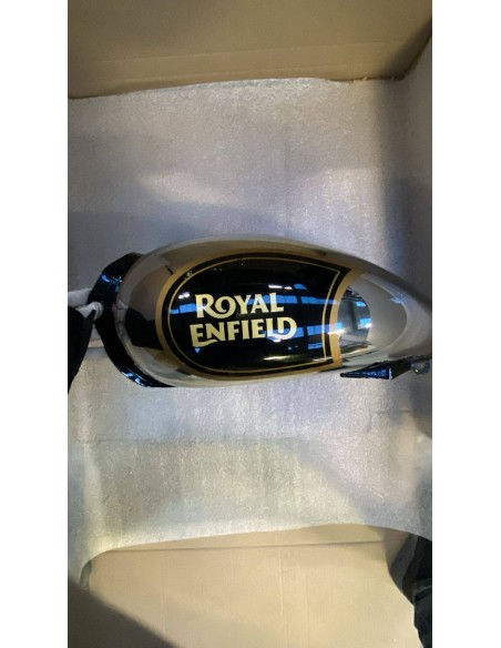 OUTLET N°34 Serbatoio per Royal Enfield Classic / Bullet 500, colore nero cromato dorato