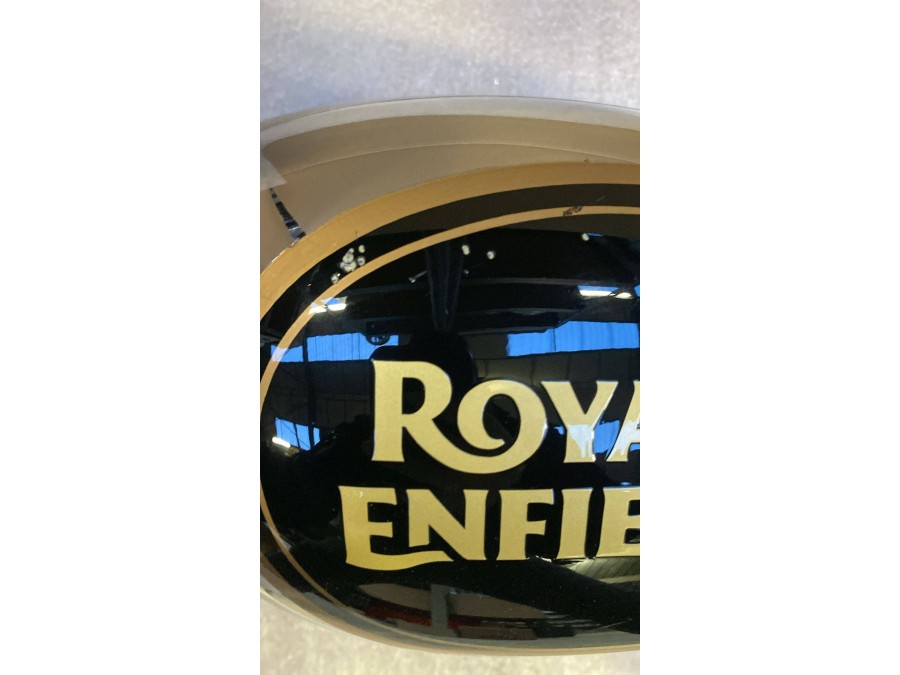 OUTLET N°34 Serbatoio per Royal Enfield Classic / Bullet 500, colore nero cromato dorato