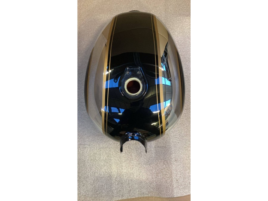 OUTLET N°34 Serbatoio per Royal Enfield Classic / Bullet 500, colore nero cromato dorato