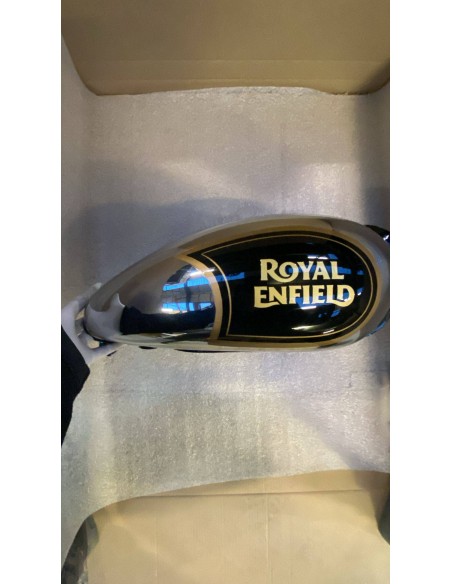 OUTLET N°34 Tank für Royal Enfield Classic / Bullet 500, Farbe schwarz-gold glänzend