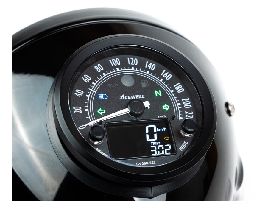 Klassischer Scheinwerfer mit integriertem Tachometer, universell