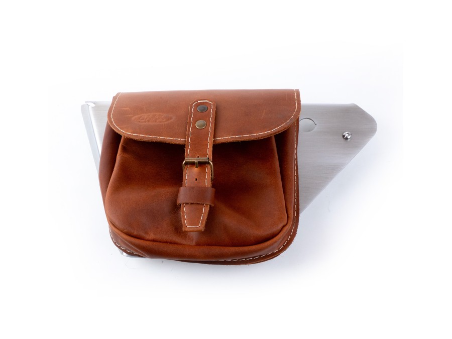 Fianchetto laterale con borsa in cuoio per Moto Guzzi V7 I/II