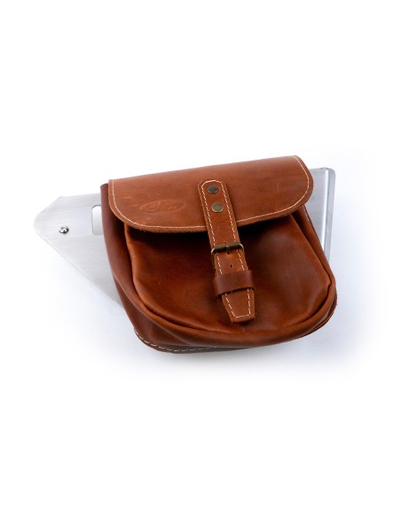 Seitendeckel mit Ledertasche aus vollnarbigem Leder für Moto Guzzi V7 I/II