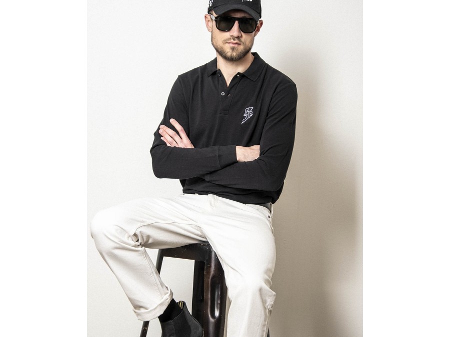 Langarm-Poloshirt mit Stickerei - Garage Français