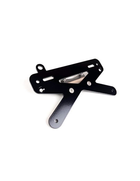 Universal US plate bracket with integrated license light mount for bare rear fender
