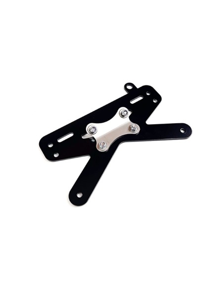 Universal US plate bracket with integrated license light mount for bare rear fender
