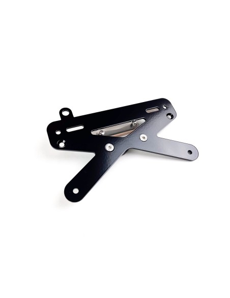 Universal US plate bracket with integrated license light mount for bare rear fender