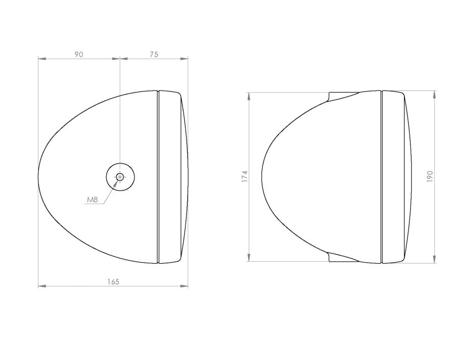 Classic Front Headlight ø180mm - Universal