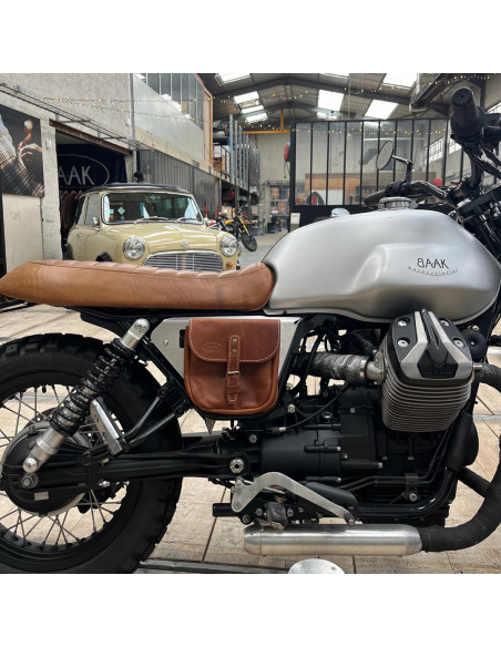 Tapa lateral con bolsa de cuero para Moto Guzzi V7 I/II