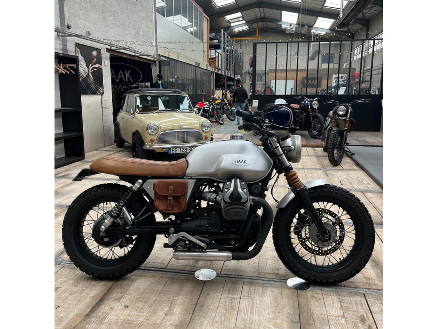 Cache latéral avec sacoche en cuir pour Moto Guzzi V7 I/II