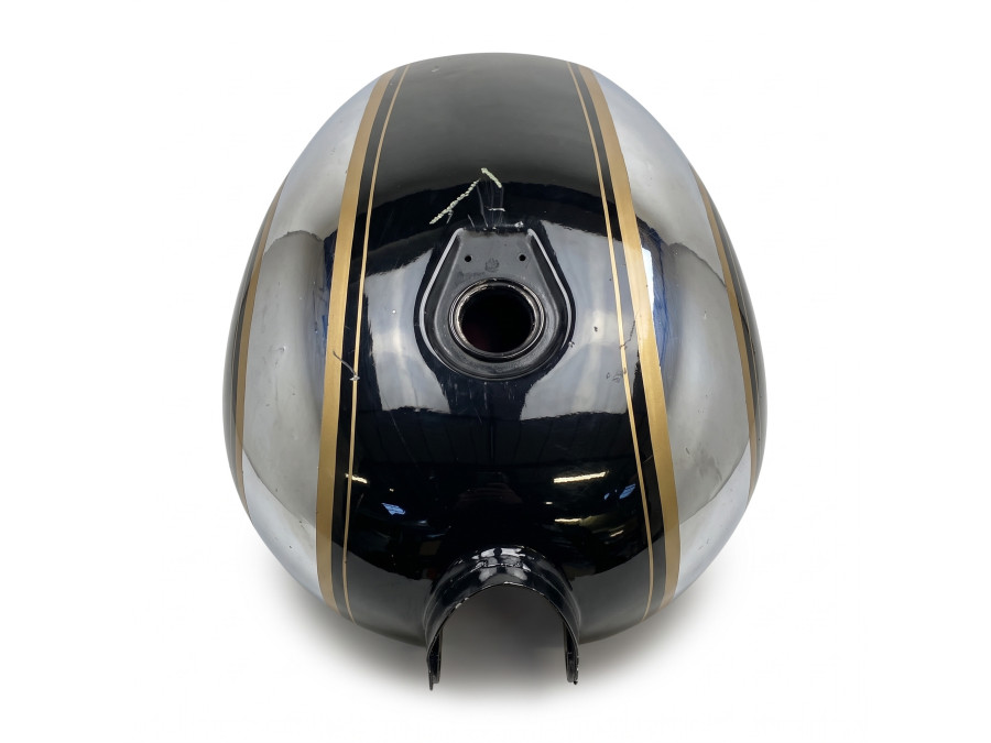 Depósito para Royal Enfield Classic / Bullet 500, color cromado negro dorado