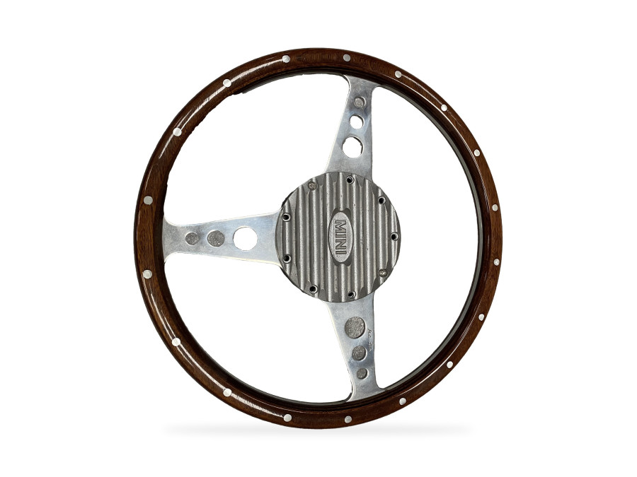 Moto-Lita steering wheel for classic Mini, wood rim, with boss