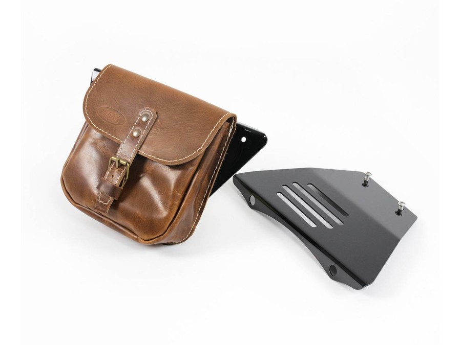 Seitendeckel mit Ledertasche aus vollnarbigem Leder für Royal Enfield 650 Interceptor / Continental GT