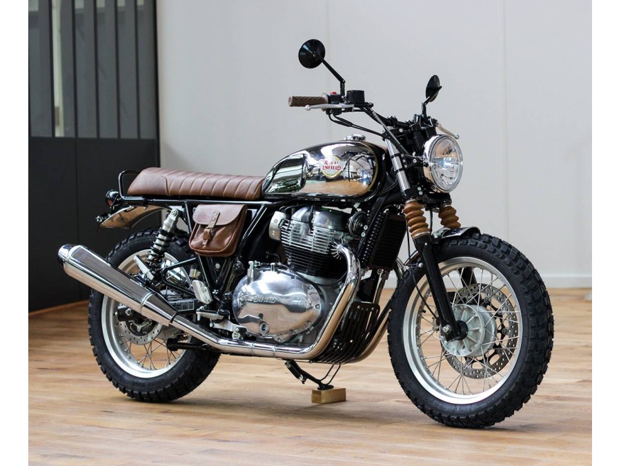 Side cover with leather saddlebag for Royal Enfield 650 Interceptor / Continental GT