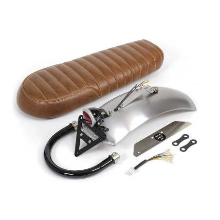 Kurzer Sitzbank-Kit aus vollnarbigem Leder für Royal Enfield 650 Interceptor / Continental GT