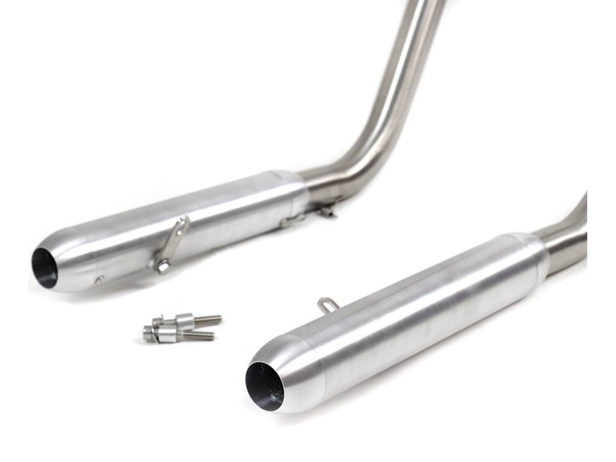 Powerage Polished Short Exhaust Silencers For Royal Enfield GT 650 & Interceptor 650 (2018-2022)