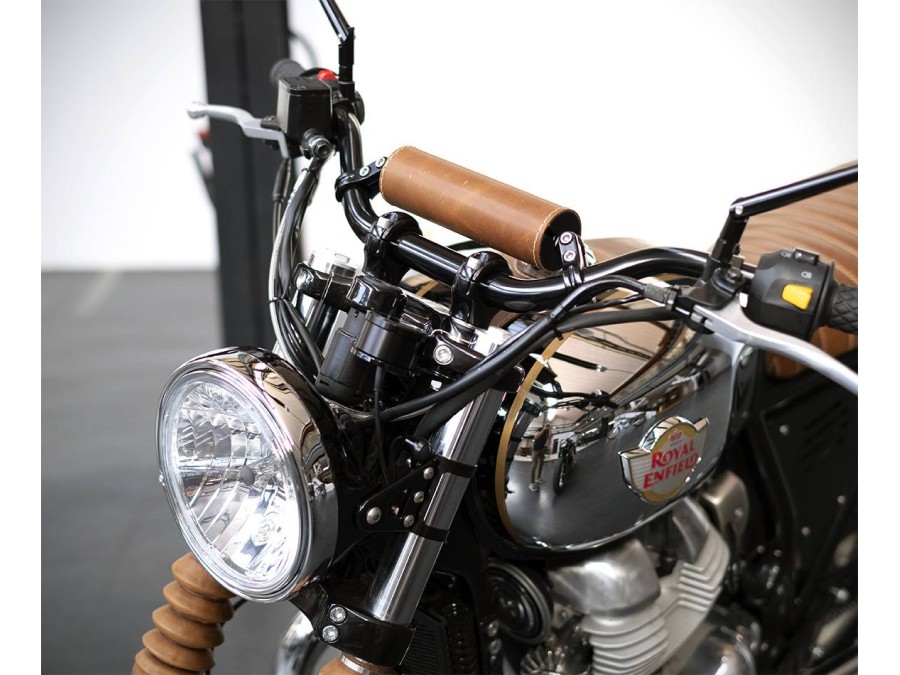 Mousse de guidon en cuero (negro, marrón, gold, rojo) para moto